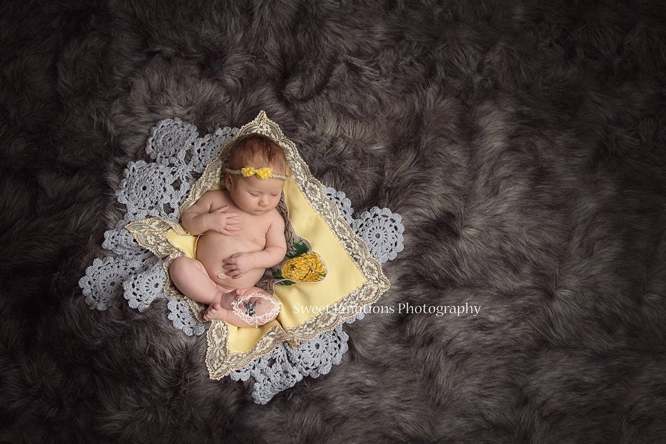Newborn Baby Blanket,  Light Grey, Lace Blanket, Photo Prop, READY TO SHIP