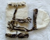 Newborn Set, Newborn Hat, Newborn Pants, Photo Prop, Cream & Brown
