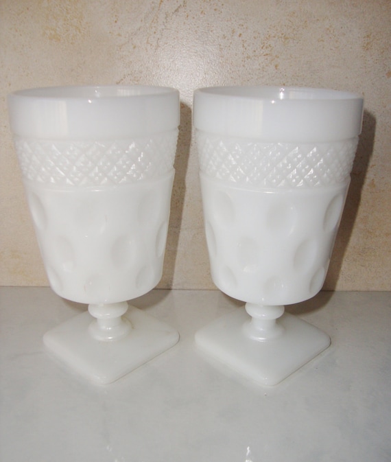 Vintage McKee Opal Milk Glass Footed by WintervilleWonders on Etsy