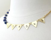 Strong Pennant Necklace Vintage Beads hand stamped