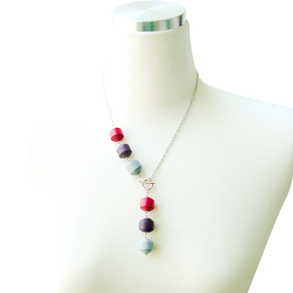 Genuine Leather Ball Necklace - Hot Pink/Purple