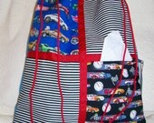 race cars drawstring backpack with front zipper pocket