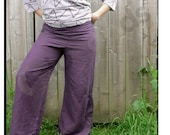 Purple Hempcel Casual, Wide-leg Pants for Women, With Side Cargo Pocket