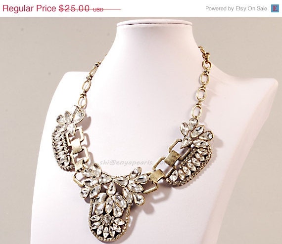 Statement Necklace, Bib Necklace, Crystal Necklace, Chunky Necklace,Party Necklace (FN0634)
