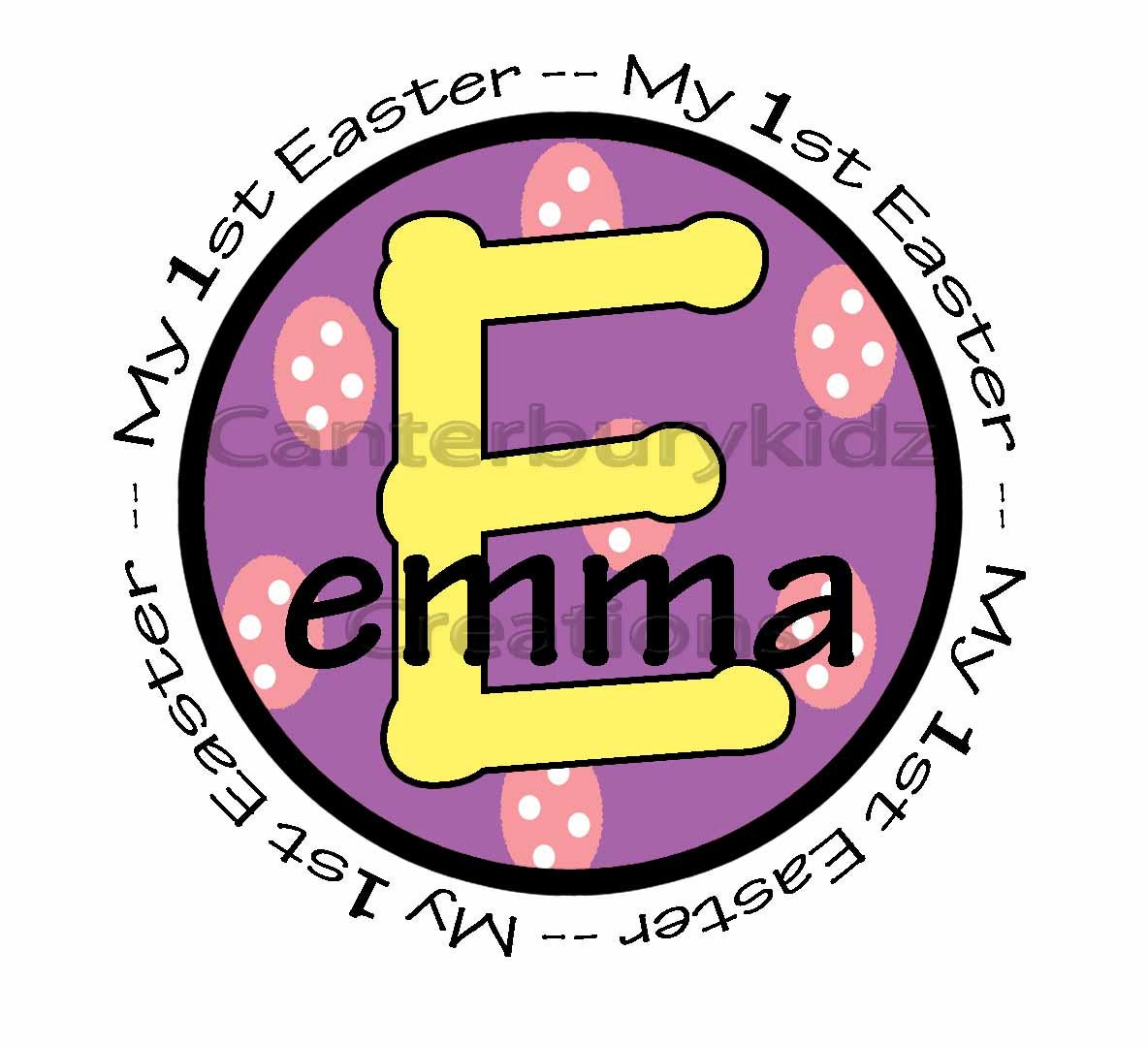 DIY Printable Easter Initial Girl Iron On Transfer Custom -- Personalized Design -- My 1st Easter - Happy Easter - Bunny