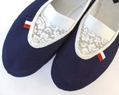 sailors lace / ballet flats shoes jarmilki wedding woman poletsy fashion gift romantic spring summer girl comfortable navy blue white