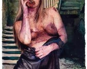 Zombie Pinup 86 original zombie painting 9"x12"