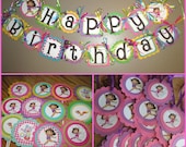 Dora Birthday Party Set - Banner, Cupcake toppers, favor tags Dora the explorer Birthday party