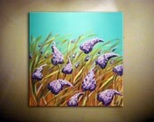 Original Contemporary Landscape Art Painting.Modern. Abstract Flower.Art Deco.Gallery Wrapped Canvas 24" x 24"  -  by Nata S.