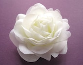 Light Ivory Rose Fabric Flower Hair Clip, Brooch, or Pin