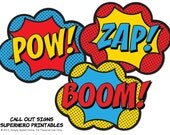 INSTANT DOWNLOAD - Photo Booth Signs - Superhero Printables