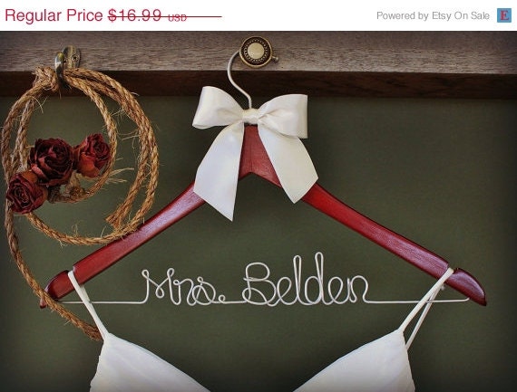 ON SALE Personalized Custom Wire Wedding Hanger