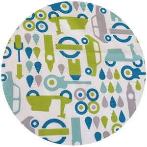 Custom Rod Pocket Curtains-Pair-Birch Fabrics Organic, Mod Squad, Grass