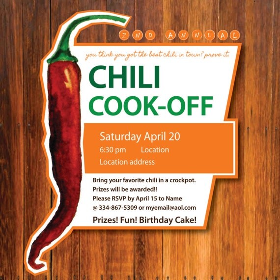 Chili Cook off Invitation By JessiBGraphicDesign On Etsy