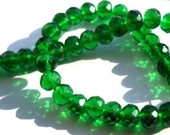 1 Strand Faceted Emerald Green Glass Rondelle Beads