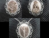 Handmade Lolita Zombie Cameo Pendant on a Silver Plated Chain Gothic Steampunk Emo Punk