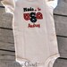 Made in the USA shirt or onesie for baby girl & boy, toddler, child. Embroidered kids clothes. Red white blue Patriotic tshirt. Personalize