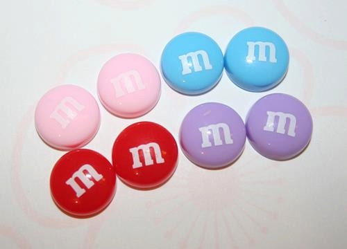 8 x Pastel MnM's Cabochon Flatbacks