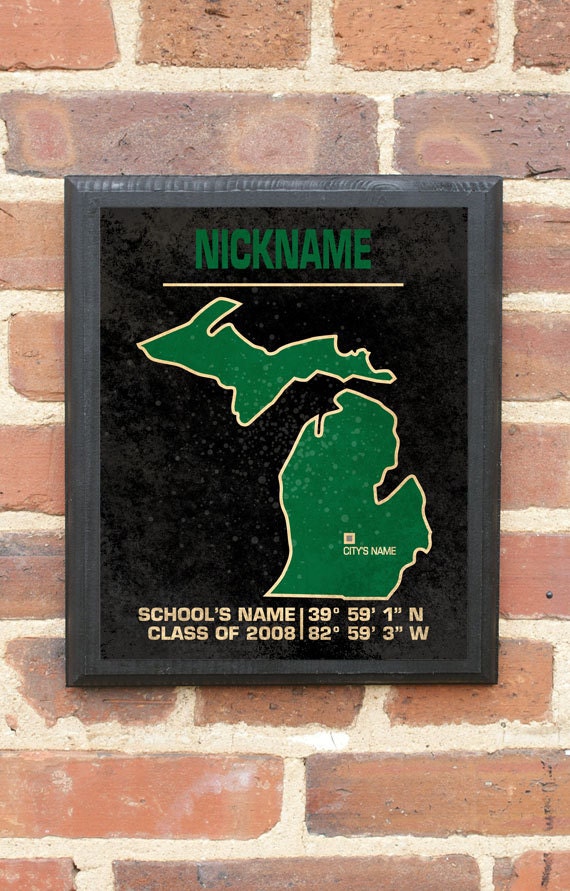 Commemorate Any Event or Place at Your School in the State of Michigan - Vintage Style Wall Plaque/Sign
