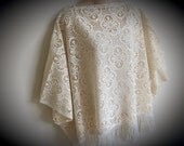 Lace poncho tunic top Upcycled Vintage Crochet lace Boho style  one size fits most
