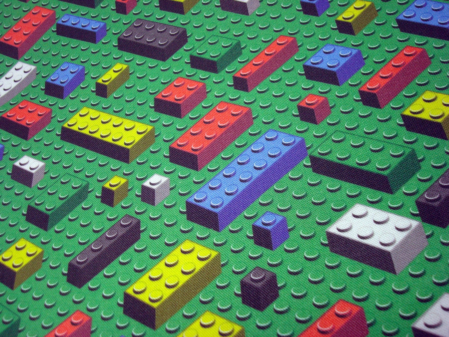 Bricks Fabric Quarter - lego inspired FQ - geek quilting cotton green