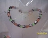Silver brown and Green Bracelet for Man or Woman