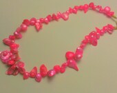 Hot pink fresh water pearl freeform beaded necklace ( free shipping usa)