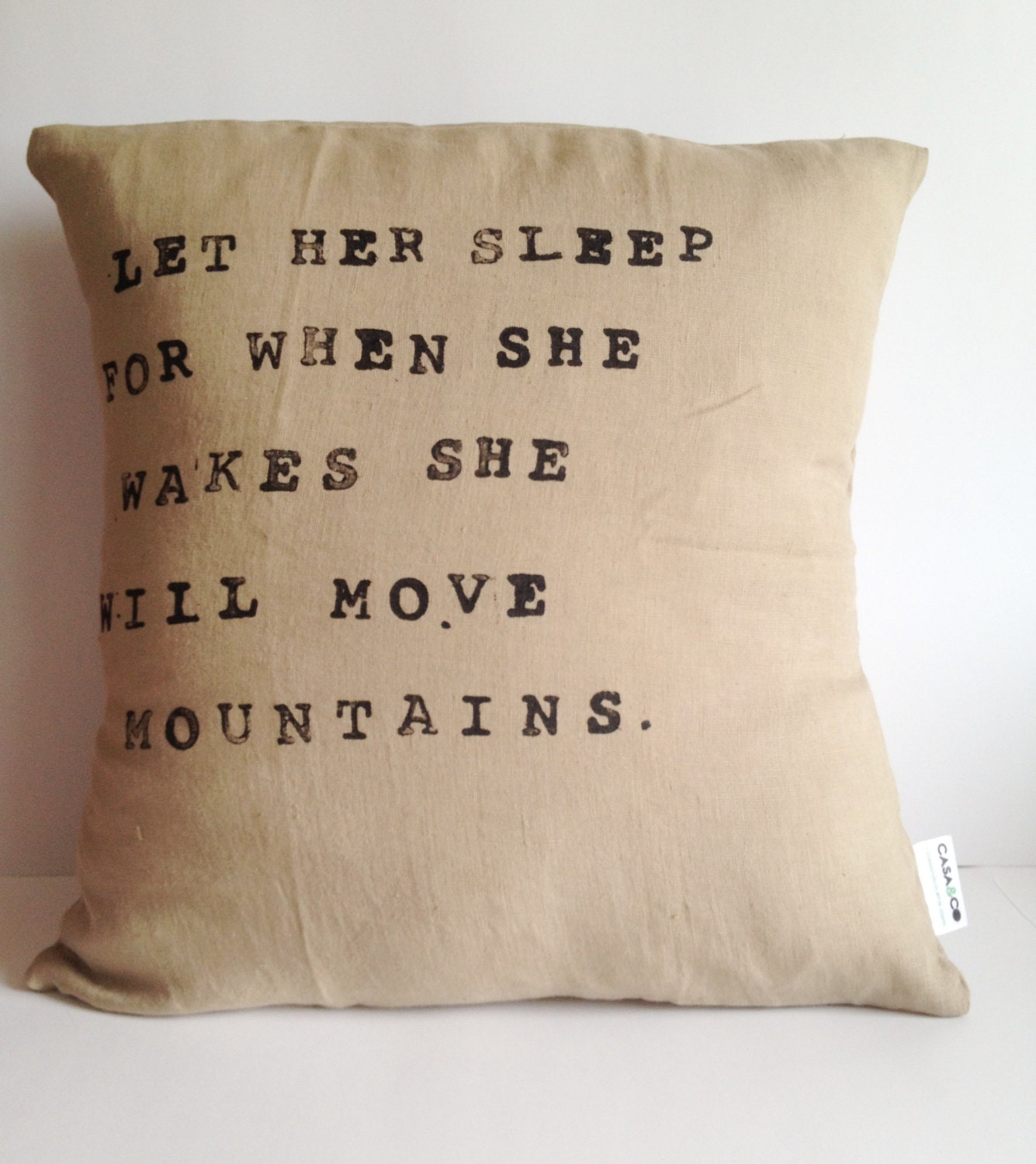 Inspirational Quote Pillow - Handmade Natural Linen Pillow Cover - Linen Fabric