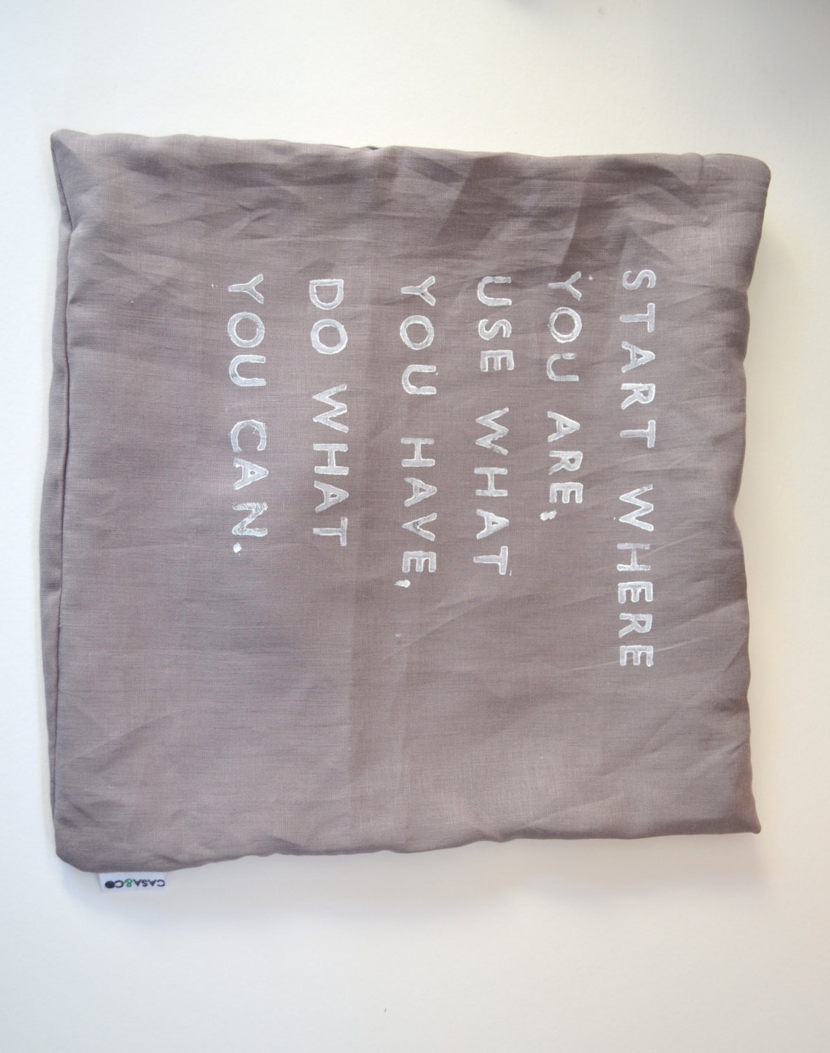 Quote Pillow - Hand-stamped Linen Inspirational Quote Pillow Cover