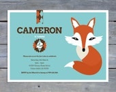 FOX Invitation for Birthday - Printable - Woodland Theme - 7"x5" - Print your own