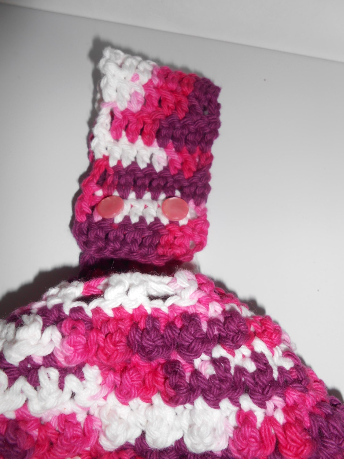 Hanging Crochet Kitchen Towel - Bubble Gum Pop