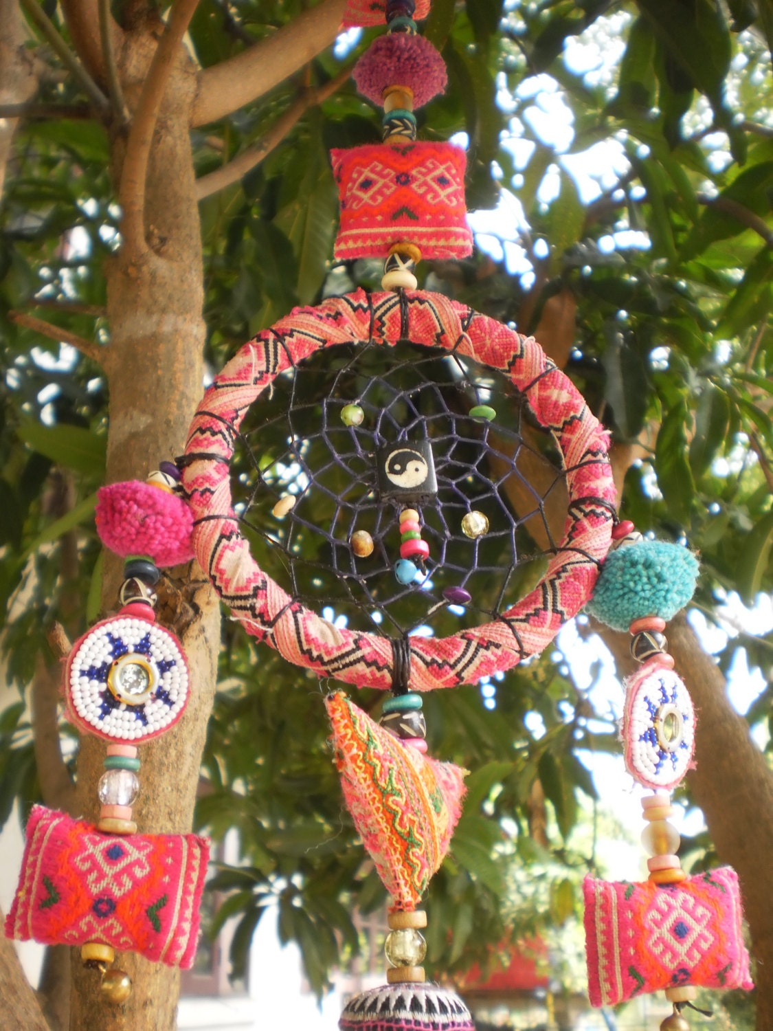 Tribal Dreamcatcher With Vintage Textiles
