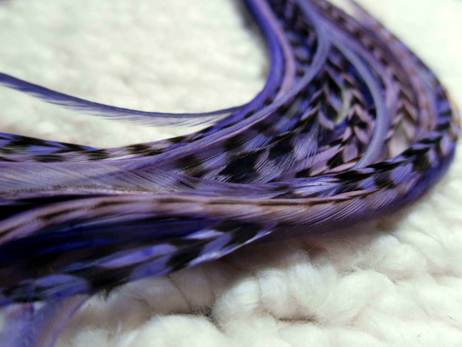 Mixed Purple Feather Extensions Long Hair Feathers Lilac, Violet, Grape, Qty10
