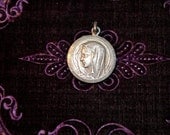 Antique French religious medal, Virgin Mary, pendant, religious jewelry, Catholic collectibles, Made in France, religious supplies