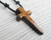 Wooden Cross Necklace - Camphor Burl & Ebony - Jewelry for Men
