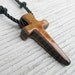 Wooden Cross Necklace - Camphor Burl & Ebony - Jewelry for Men