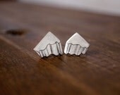 Sterling silver hand engraved architectural fragment stud earrings