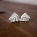 Sterling silver hand engraved architectural fragment stud earrings
