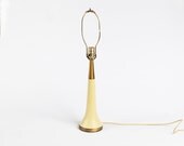 Midcentury Table Lamp Yellow Cream Ceramic Home Decor