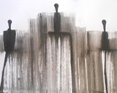 A3 Original Contemporary Fine Art Ink Wash Painting 11.7x16.5 " Working Class 041"