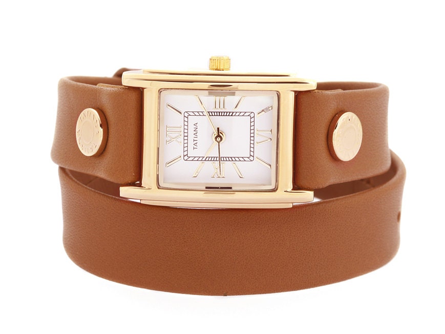 Leather wrap Watch Square// WT117 Brown, mother's day gift, strap bracelet
