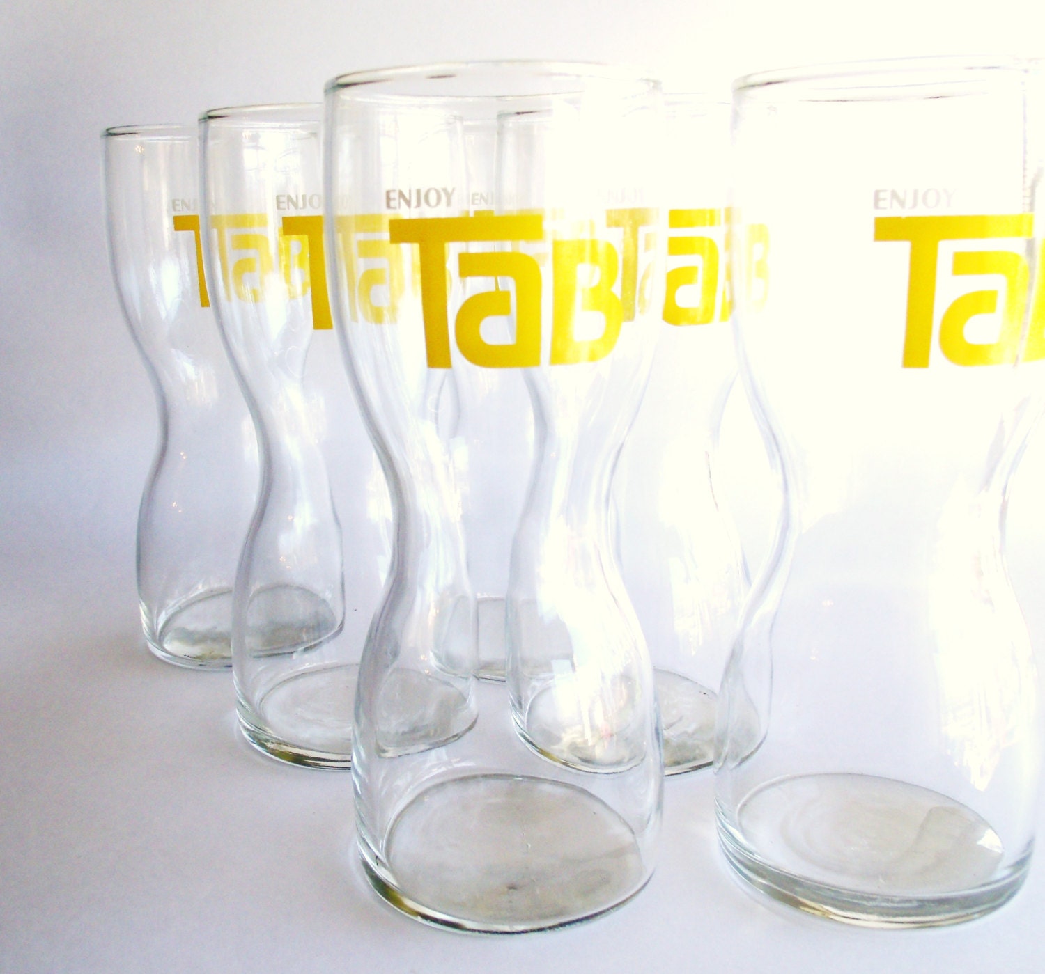 Vintage Tab Glasses Set Of 6 - Diet Cola Glasses - 1960s