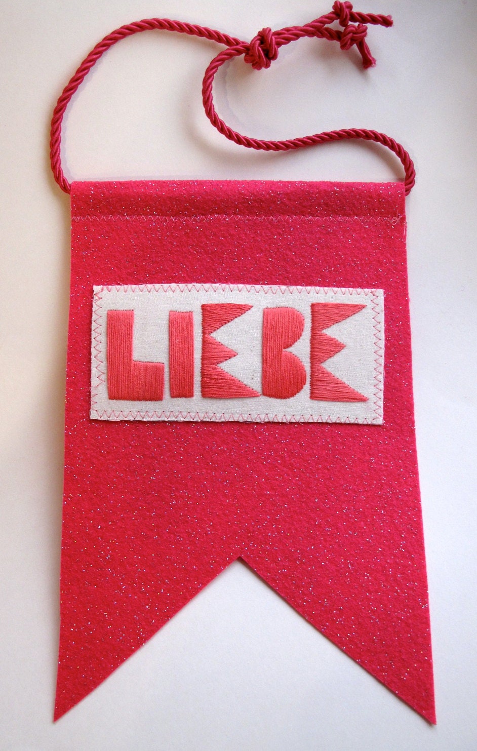 Love banner Valentine's day in hot pinks wall hanging home decor German word for love
