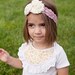 Memorial Day SALE Baby Girl Flower Headband - Baby Girl Headband - Baby Girl Fabric Flower Headband - Vintage Inspired Rose Lace and Cream