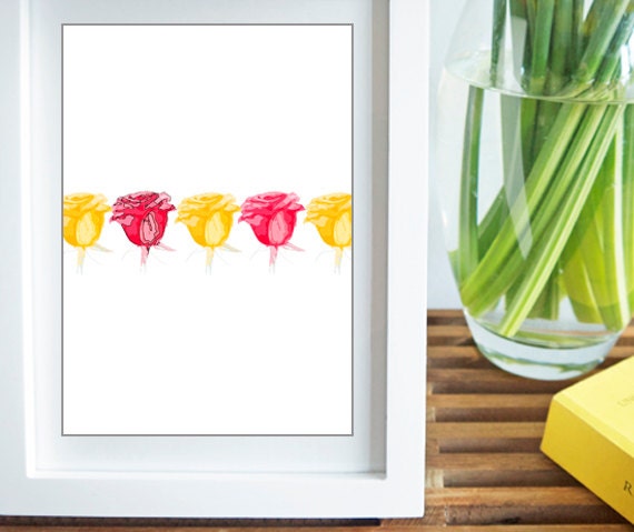 Red & Yellow Roses Greeting Card Fine Art Giclee Print Mother's Day