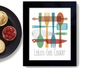 Kitchen Art Print Framed Mid Century Art Print Kitchen Decor