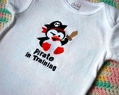 Pirate in Training penguin baby onesie/bodysuit made to order