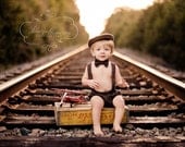 Baby Boy - Cake Smash Outfit - Baby Boy Photo Prop - Newsboy Outfit - Newborn Boy Photo Prop - Newsboy Hat - Smash Cake Outfit