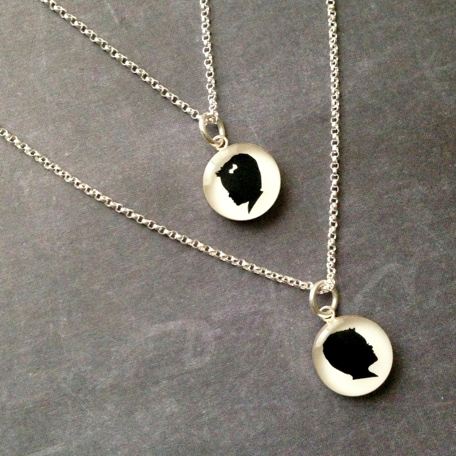 Double Stranded Sterling Small Size Silver Silhouette Necklace for Mother
