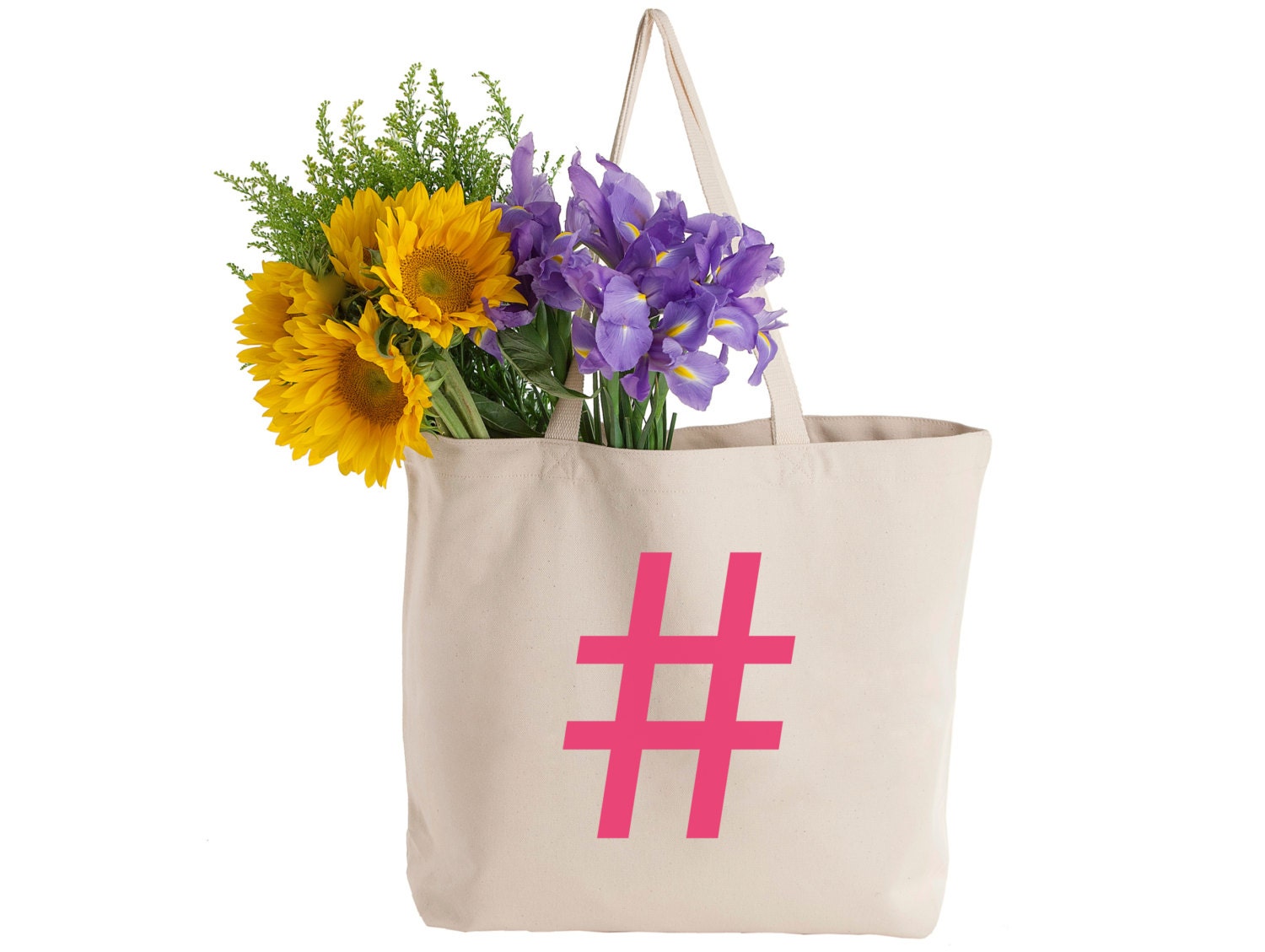 EXTRA LARGE Canvas Market Tote . Screen Printed Eco Friendly . 19.5"w x 15"h x 5"d